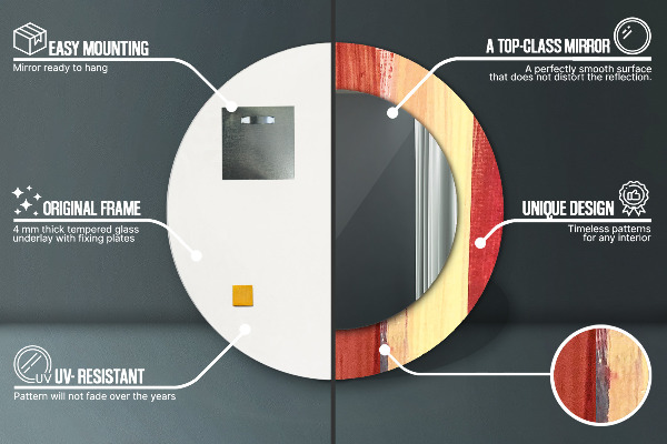 Abstraktný obrázok Okrúhle dekoračné zrkadlo na stenu