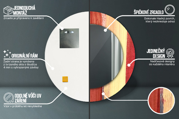 Abstraktný obrázok Okrúhle dekoračné zrkadlo na stenu