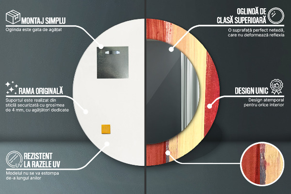 Abstraktný obrázok Okrúhle dekoračné zrkadlo na stenu