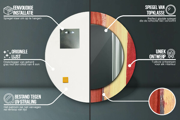 Abstraktný obrázok Okrúhle dekoračné zrkadlo na stenu
