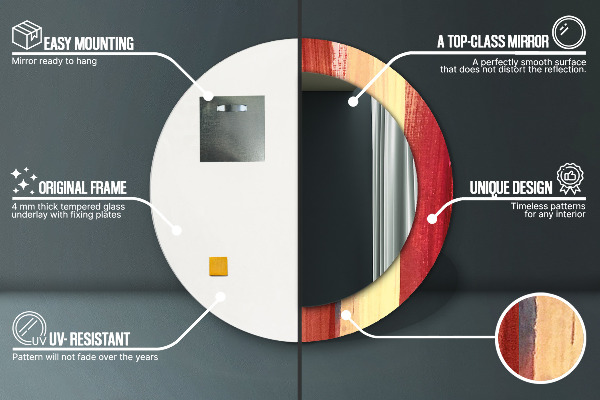 Abstraktný obrázok Okrúhle dekoračné zrkadlo na stenu