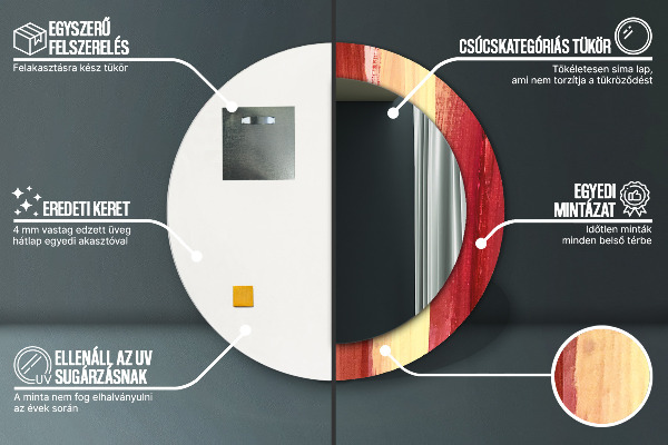Abstraktný obrázok Okrúhle dekoračné zrkadlo na stenu