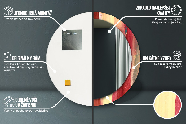 Abstraktný obrázok Okrúhle dekoračné zrkadlo na stenu