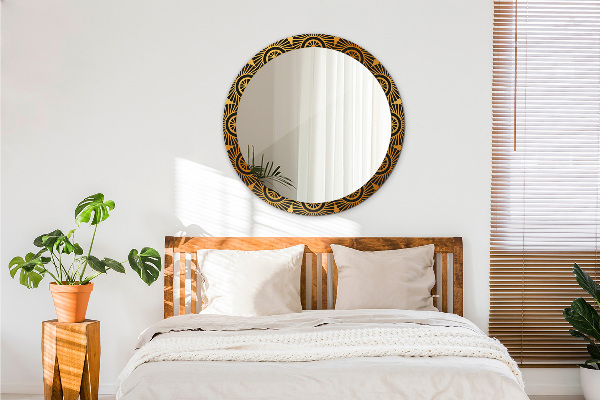 Zlatá mandala Okrúhle dekoračné zrkadlo na stenu
