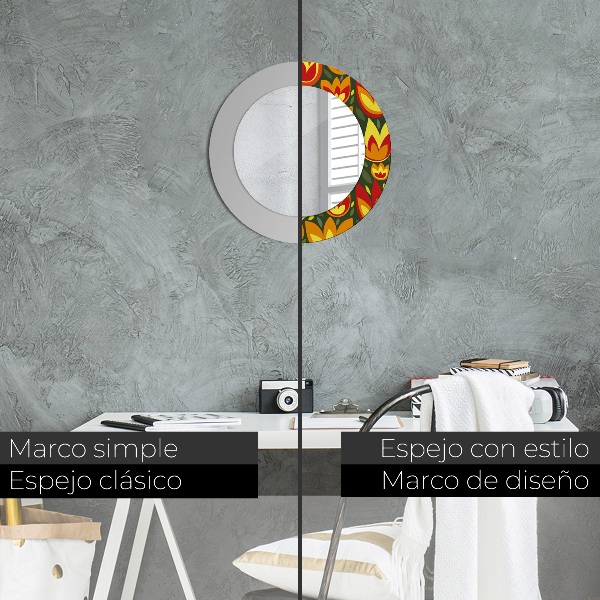 Retro tulipány Okrúhle dekoračné zrkadlo na stenu