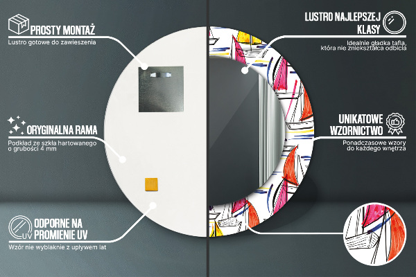 Łódź na jazere Okrúhle dekoračné zrkadlo na stenu