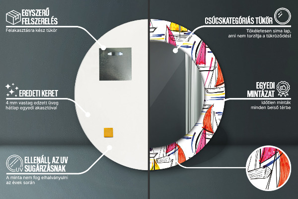 Łódź na jazere Okrúhle dekoračné zrkadlo na stenu