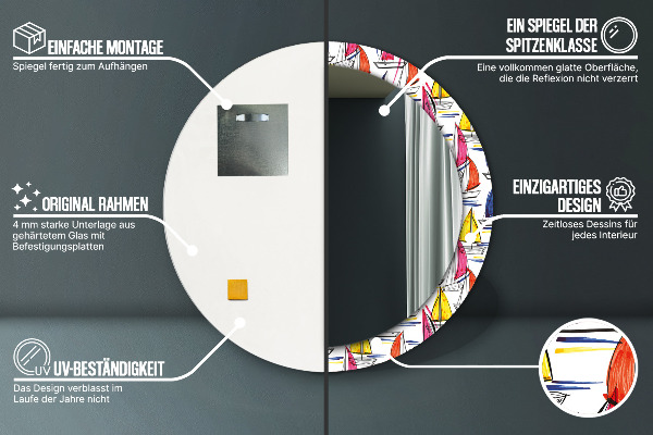 Łódź na jazere Okrúhle dekoračné zrkadlo na stenu