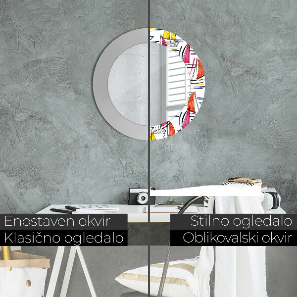 Łódź na jazere Okrúhle dekoračné zrkadlo na stenu