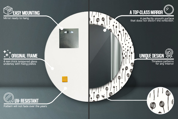 Kresba Okrúhle dekoračné zrkadlo na stenu