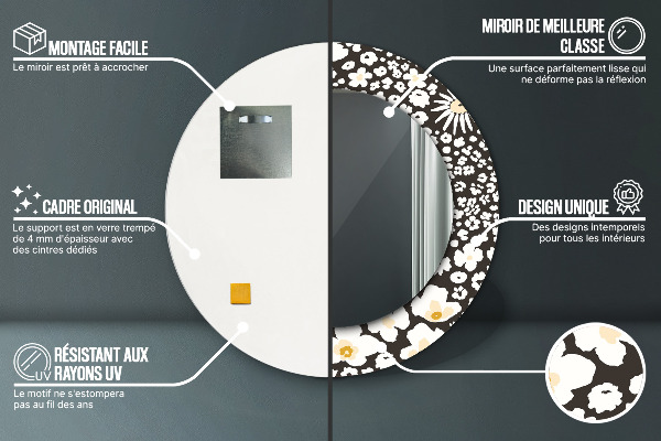 Slonovina Stokrota Okrúhle dekoračné zrkadlo