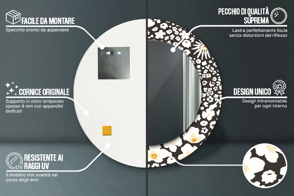 Slonovina Stokrota Okrúhle dekoračné zrkadlo