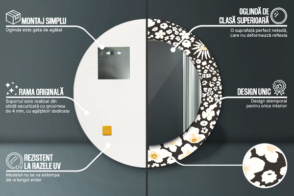 Slonovina Stokrota Okrúhle dekoračné zrkadlo