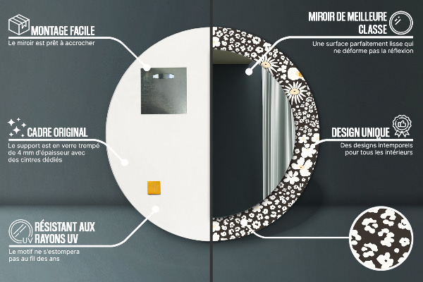 Slonovina Stokrota Okrúhle dekoračné zrkadlo