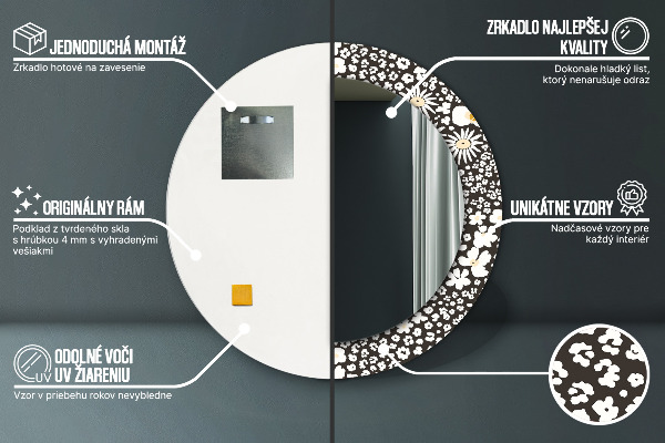 Slonovina Stokrota Okrúhle dekoračné zrkadlo