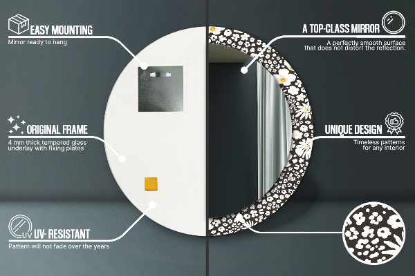 Slonovina Stokrota Okrúhle dekoračné zrkadlo
