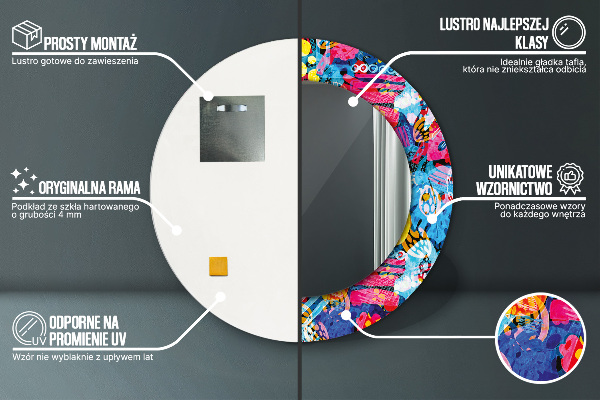 Farebné čmáranice Okrúhle dekoračné zrkadlo