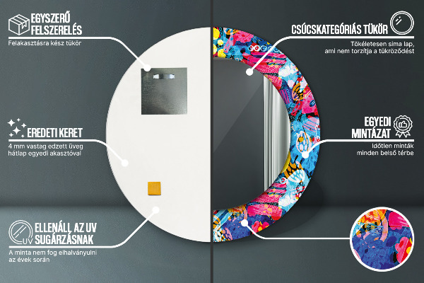 Farebné čmáranice Okrúhle dekoračné zrkadlo