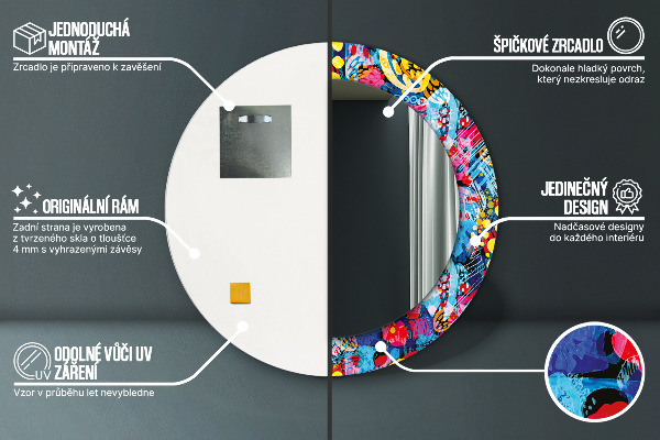 Farebné čmáranice Okrúhle dekoračné zrkadlo