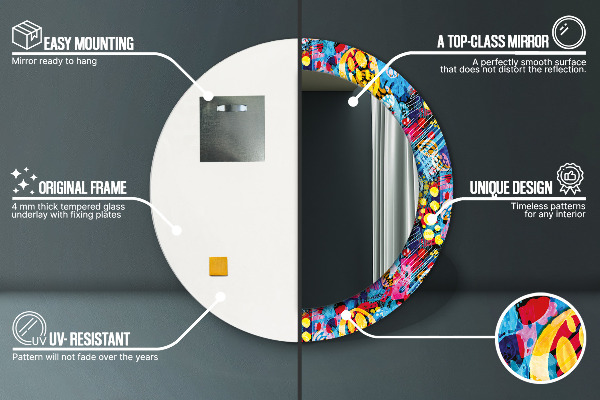 Farebné čmáranice Okrúhle dekoračné zrkadlo