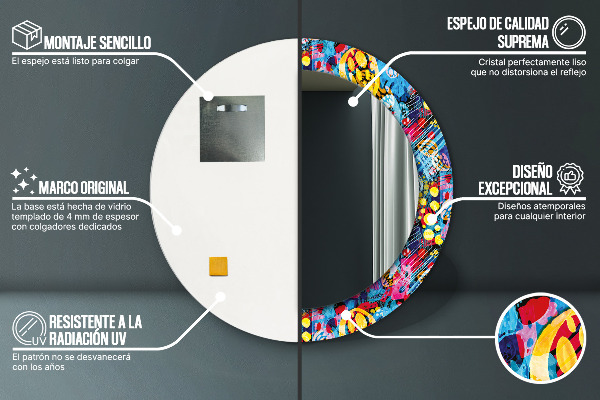 Farebné čmáranice Okrúhle dekoračné zrkadlo