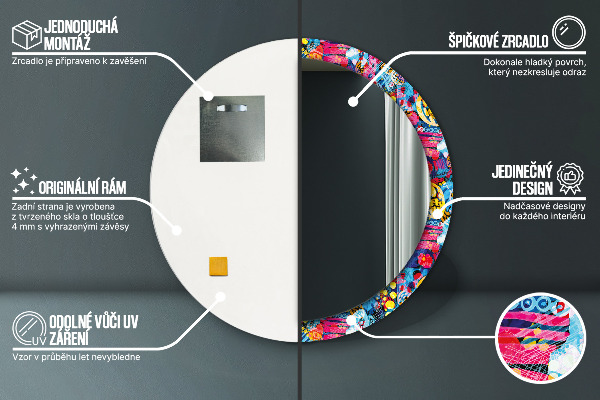 Farebné čmáranice Okrúhle dekoračné zrkadlo