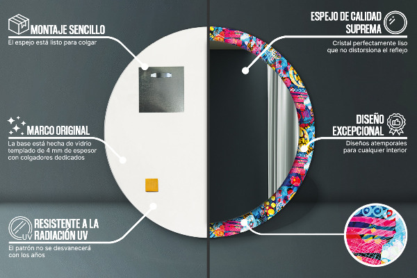 Farebné čmáranice Okrúhle dekoračné zrkadlo