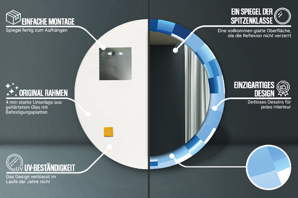 Modrý abstrakt Okrúhle dekoračné zrkadlo