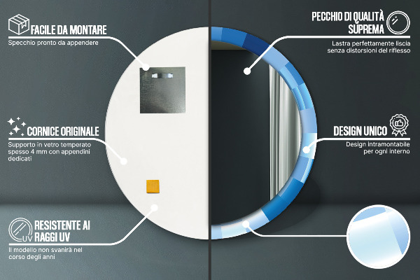 Modrý abstrakt Okrúhle dekoračné zrkadlo