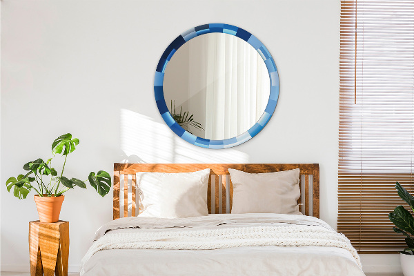 Modrý abstrakt Okrúhle dekoračné zrkadlo