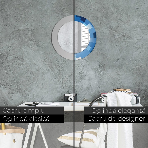 Modrý abstrakt Okrúhle dekoračné zrkadlo