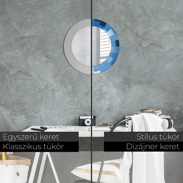 Modrý abstrakt Okrúhle dekoračné zrkadlo