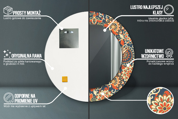 Ilustrácia kvetového roka Okrúhle dekoračné zrkadlo na stenu