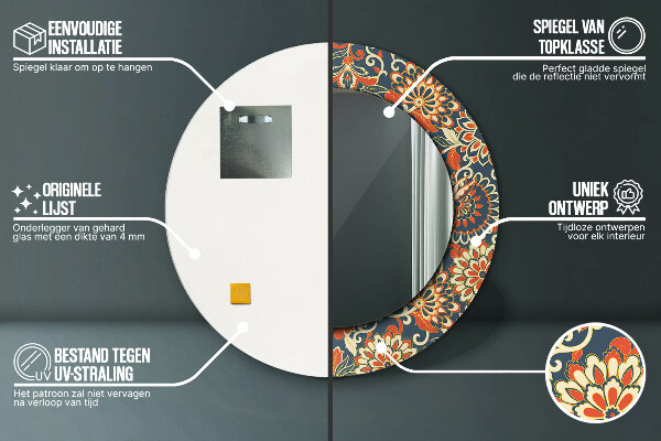 Ilustrácia kvetového roka Okrúhle dekoračné zrkadlo na stenu