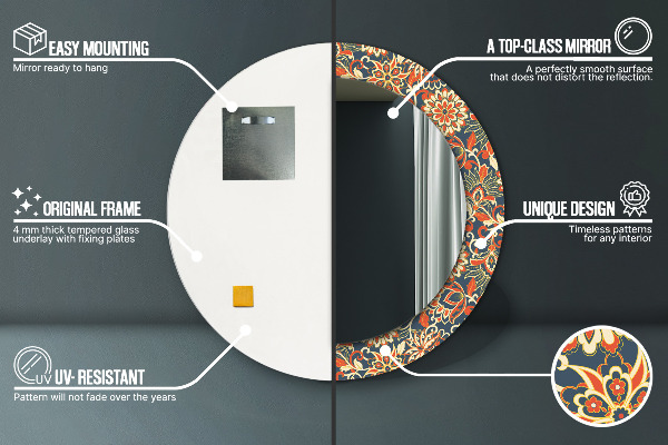 Ilustrácia kvetového roka Okrúhle dekoračné zrkadlo na stenu