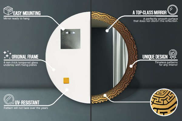 Grécka ozdoba Okrúhle dekoračné zrkadlo