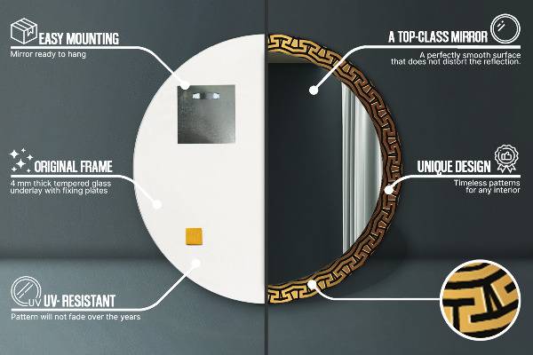 Grécka ozdoba Okrúhle dekoračné zrkadlo