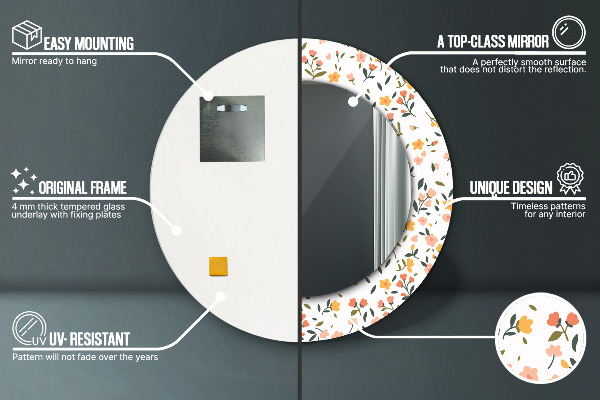 Malé sladké kvety Okrúhle dekoračné zrkadlo