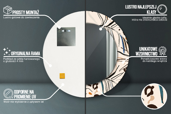 Kvety so vzorom džungle Okrúhle dekoračné zrkadlo