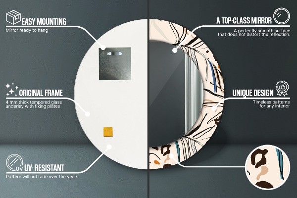 Kvety so vzorom džungle Okrúhle dekoračné zrkadlo