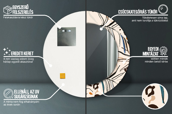 Kvety so vzorom džungle Okrúhle dekoračné zrkadlo