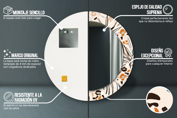 Kvety so vzorom džungle Okrúhle dekoračné zrkadlo