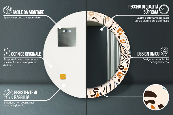 Kvety so vzorom džungle Okrúhle dekoračné zrkadlo