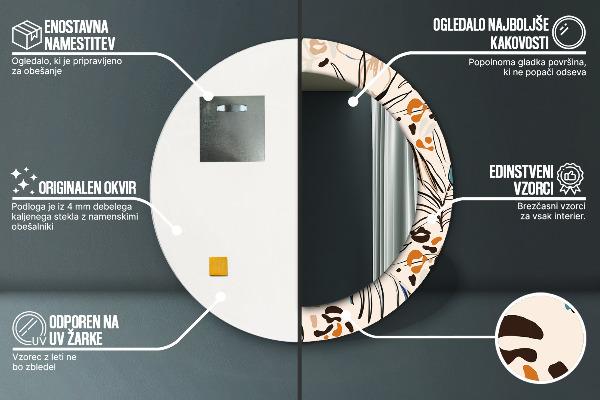 Kvety so vzorom džungle Okrúhle dekoračné zrkadlo