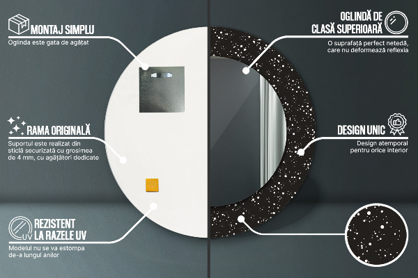 Chaotické bodky Okrúhle dekoračné zrkadlo na stenu