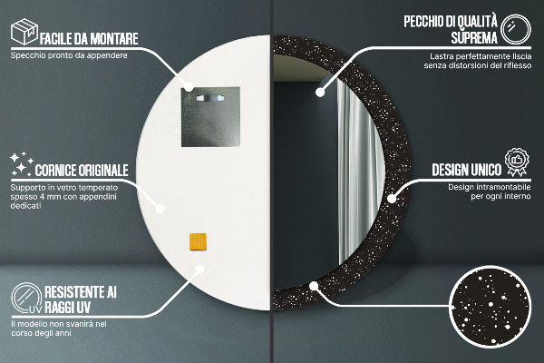 Chaotické bodky Okrúhle dekoračné zrkadlo na stenu