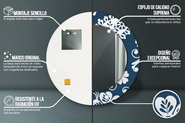 Zloženie Paisley Okrúhle dekoračné zrkadlo na stenu