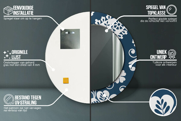 Zloženie Paisley Okrúhle dekoračné zrkadlo na stenu