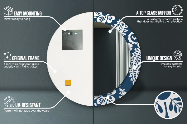 Zloženie Paisley Okrúhle dekoračné zrkadlo na stenu