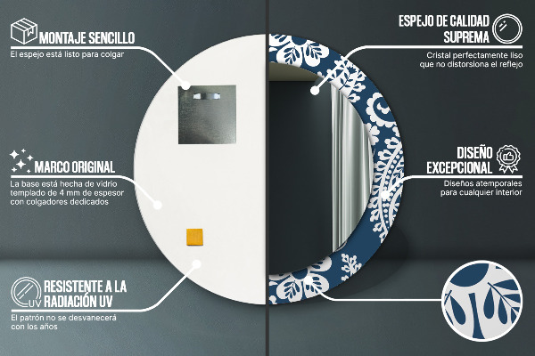 Zloženie Paisley Okrúhle dekoračné zrkadlo na stenu